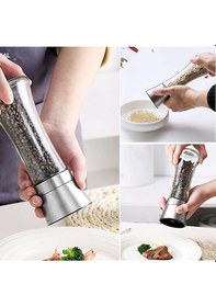 Resim 2 Adet Tuz Karabiber Değirmeni Cam Gövdeli Paslanmaz Çelik Kapakl 