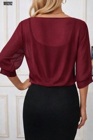 Resim Kadın fakir kollu önden bağlamalı kısa şifon bolero ceket 