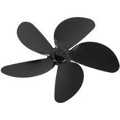 Resim Mufunye Alüminyum Kanatlı Odun Sobası Fanı Parçası - Siyah 5 Blades Isı Dağıtıcı Aksesuar Odun, Gaz, Pellet Sobaları İçin 