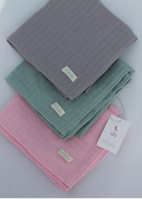 Resim elibaby 3’lü %100 Organik Pamuk Müslin Örtü Seti Kız Bebek Model 4 (PEMBE, GRİ, NİL 3 ADET 75x85 CM) 