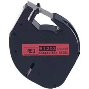 Resim Dymo Letratag 59424 Kırmızı Plastik Etikete Siyah 