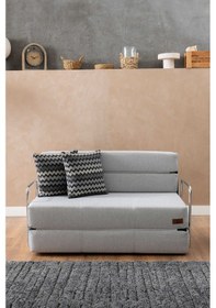 Resim Good Night 150cm Oskar Katlanır Yatak & Koltuk Yıkanabilir Sırt Destekli Açık Gri 
