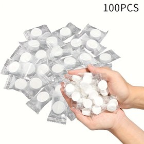 Resim 100 Paket Taşınabilir Tek Kullanımlık Mini Sıkıştırılmış Havlular - Seyahat, Kamp, Yürüyüş, Spor ve Güzellik Salonu İçin Mükemmel! 
