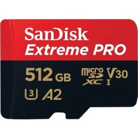Resim 512 GB Extreme Pro Microsdxc Kart + Sd Adaptörü + Rescuepro Deluxe, 200 Mb/sn'ye Kadar, A2 Uygulama Performansı, Uhs-I, Sınıf 10, U3, V30 ile 