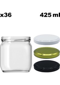Resim Afracam 425 Ml Metal Kapaklı Şeffaf Cam Kavanoz 36 Adet Siyah 