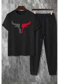 Resim Unisex Boğa Baskılı Eşofman Takımı Siyah 