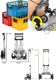 Resim STAXX POWER Merdiven Çıkabilen 80 kg Kapasiteli Koli Yük Paket Taşıma Arabası El Arabası Uzayan Teleskopik Sap 