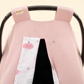 Resim Puset Örtüsü - Çift Taraflı - Pudra Muslin - Pembe Bulut 