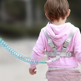 Resim Ayarlanabilir Kayış ve Şok Emici Bahar Kordonlu Anti-Kayıp Güvenlik Tasma - Dayanıklı Polyester Yürüyüş Tasma, Açık Hava Seyahati İçin, Pembe, Güvenli Bağlantı İçin Bahar Kordon 