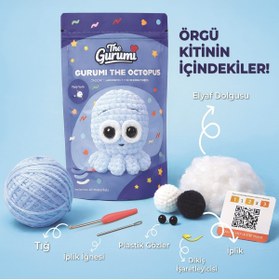 Resim The Gurumi Ahtapot - Yeni Başlayanlar İçin Ahtapot Amigurumi Örgü Kiti - Videolu & Tüm Malzemelerle Hobi Seti 