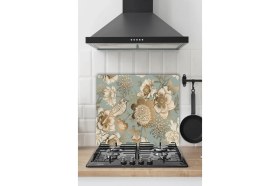 Resim Saban 50X56 cm Model 14 Desenli Cam Ocak Arkası Koruyucu 
