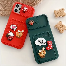 Resim Sevimli Karikatür 3D Geyik Noel Baba Noel Çorap Kart Paketi IPhone 14 Pro Max 13 12 11 X XS XR Kayar Pencere Lens Koruyucu Şok Geçirmez Arka Kapak 