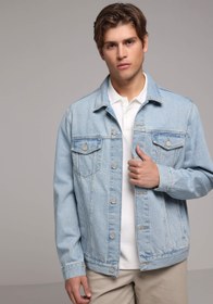 Resim Regular Fit Düğmeli Astarsız Erkek Light İndigo Denim Ceket Colin's