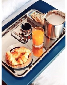 Resim Zhlhome Sunum Tepsisi Çay Kahve Tepsisi 33x24 Cm 430 Paslanmaz Çelik Gümüş 