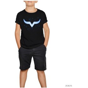 Resim Boğa Burcu Ikon Siyah Çocuk Tişört Siyah 