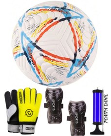 Resim Janissary 4'lü Futbol Seti 6 No Kaleci Eldiveni Dünya Kupası Tasarımlı Futbol Topu, Tekmelik Pompa Seti 