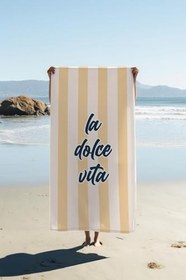 Resim Dijital Baskı Plaj Deniz Havlusu Dolce Vita Desenli Peştamal HVL0219 