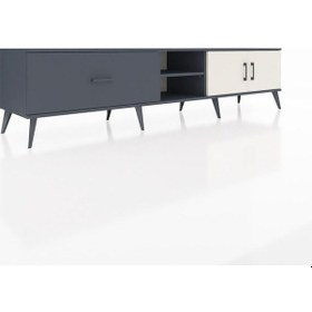 Resim Hyperion Tv Ünitesi 2 Raflı Tek Çekmeceli 2 Kapaklı 220x44x51 Antrasit-aytaşı/antrasit Aytası/antrasıt - Antrasıt 