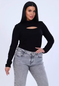 Resim Buypolman Yaka Düşük Kazak 147712400 Siyah 