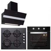 Resim Silverline Siyah Cam Ankastre Set 