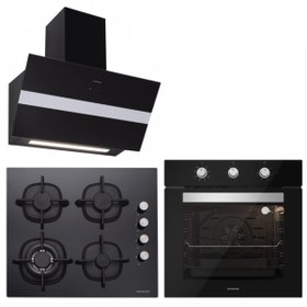 Resim Silverline Siyah Cam Ankastre Set 