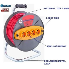 Resim 30 Metre 3x2.5 Makaralı Seyyar Kablo 
