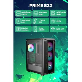Resim Game Garaj Prime S22 Amd Ryzen 5 5600 16GB RAM 1TB SSD RTX5060 Freedos Oyuncu OEM Paket 