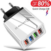 Resim Usb Şarj Aleti 4 Port 18w Hızlı Şarj Cihazı Hızlı Şarj İphone Uyumlu 13 12 Xiaomi Samsung S10 Huawei Taşınabilir Ab/abd Tak Duvar Şarj Cihazları 