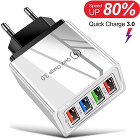 Resim Usb Şarj Aleti 4 Port 18w Hızlı Şarj Cihazı Hızlı Şarj İphone Uyumlu 13 12 Xiaomi Samsung S10 Huawei Taşınabilir Ab/abd Tak Duvar Şarj Cihazları 
