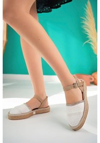 Resim Glara Önü Kapalı Hasır Görünümlü Kadın Triko Sandalet 001 