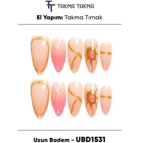 Resim 10'lu Ten Uzun Badem Ubd1531 Tekrar Kullanılabilir El Yapımı Protez Takma Tırnak Xs 