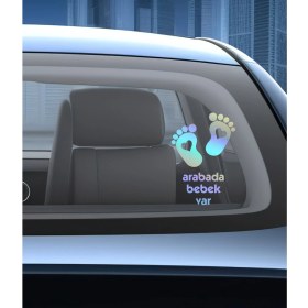 Resim Sticker Usta Arabada Bebek Var Janjanlı Hologram Oto Araba Sticker 02502 