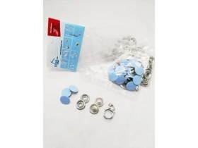 Resim Klinkshop 15 mm Mavi Boyalı Kapaklı Klikıt Çıtçıt Malzeme Paketi - 25 Adet (takım) 