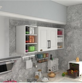 Resim Kenzlife Hazır Mutfak Dolabı Domates90 Byz Mod1 90 160 32 Mebran Kapak Suntalam Gövde Beyaz 