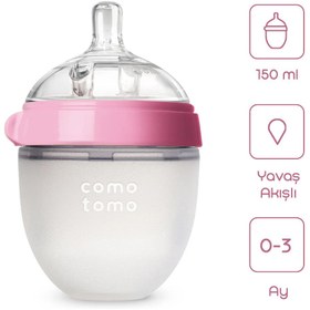 Resim Comotomo Silikon Biberon 150ml Yavaş Akışlı (0-3 Ay) Yenidoğan - Pembe 