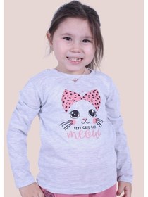 Resim Kız Çocuk Baskılı Sweatshirt Gri 