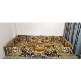 Resim Coton Şark Köşesi Şirine Desenli Minder Takımı 19 Parça Sarı 
