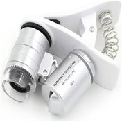 Resim Springsun 60x Klipsli Telefon Kamera Büyüteci Gümüş Taşınabilir Mini Mikroskop Led/uv Işıkları İle Evrensel Akıllı Telefon İçin 