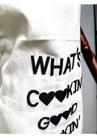 Resim Pamuklu Kumaş Siyah Beyaz Aşçı Mutfak Önlüğü 