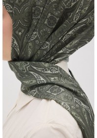 Resim Mirsoy Scarf Rüya Pamuk Etnik Desen Şal Zeytin Yeşil 