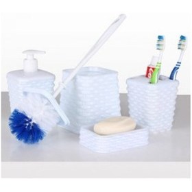 Resim 4'Lü Karden Banyo Seti Wc Fırçası Sabunluk Diş Fırçalığı Wc Fırça Mor 