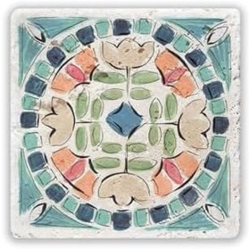 Resim Oscar Stone Decor Doğaltaş Baskılı Bardak Altlığı Tile Desen 10 Cm X 10 Cm - Stone Coaster Dsn96-1 