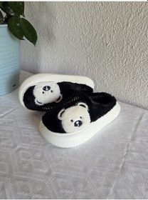 Resim Kadın Ayıcık Desenli Rahat Peluş Ev Terliği 25bnt132 Siyah 