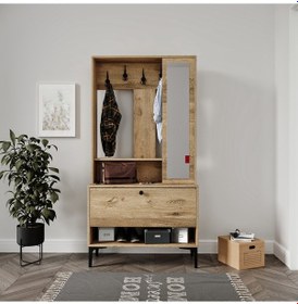 Resim Valentinp Wood Tarz,raflı,aynalı Ayakkabılık/vestiyer/portmanto 