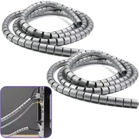 Resim Mcreative 1 mt x 16 mm Spiral Boru Kablo Kanalı Kablo Fiş Düzenleyici Toplayıcı Kordon Kablo Tutucu Gri (2 Adet) 