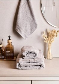 Resim Towy Grey 100% Pamuk 3'lü Banyo Havlusu Seti Gri 