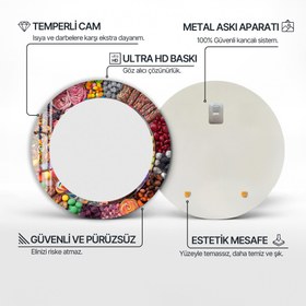 Resim Şeker Düşleri Cam Tablo Yuvarlak Ayna - Yok / 50 cm 