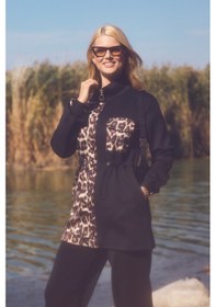 Resim Sementa Leopar Kombinli Scuba Tunik Eşofman Takım - Siyah Siyah 