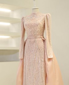Resim Couture Penrose Tesettür Abiye - Pudra / 42 