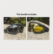 Resim Oldfriend Gri 2+sarı 2 Motosiklet Gözlüğü Motocross Rüzgar Geçirmez Toz Geçirmez Retro Pilot Kask 